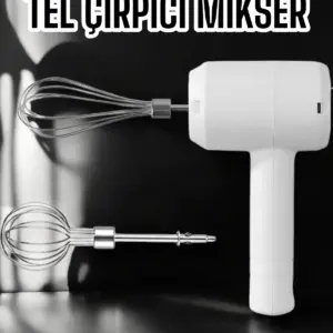 Mikser Çırpıcı Şarjlı Mini Taşınabilir Beyaz Tel Çırpıcı Paslanmaz Çelik