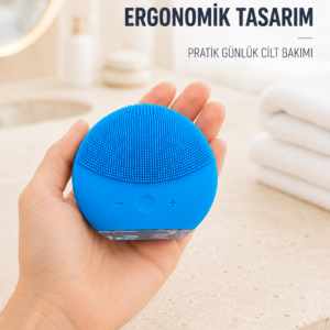 Mavi Silikon Yüz Temizleme Cihazı Su Geçirmez Titreşimli Yüz Bakım Fırçası