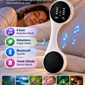 Bluetooth Uyumlu Yastık Altı Uyku Hoparlörü Sessiz Alarm Doğal Sesler 8 Saat Müzik Dinleme