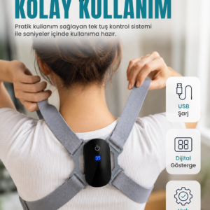 Ayarlanabilir Askılı Akıllı Dik Duruş Destekleyici Dijital Göstergeli Dik Duruş Cihazı