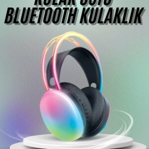 Kulak Üstü Kablosuz Bluetooth Kulaklık Unısex Renkli Işıklı Kulaklık