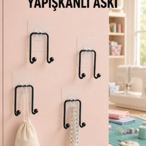 4 Adet Çok Amaçlı Yapışkanlı Askılık Ev Düzenleyici Duvar Askı Seti