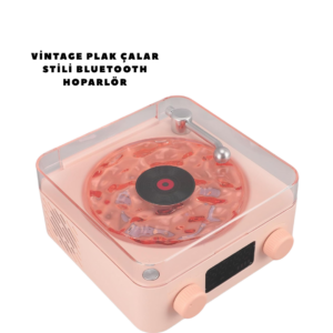 Retro Bluetooth Hoparlör PEMBE