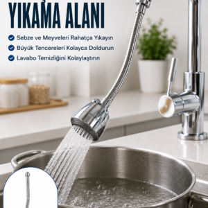 Esnek Spiral Musluk Uzatma Fıskiyesi Su Tasarruflu Ayarlanabilir Musluk Başlığı