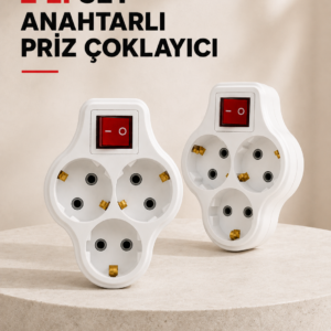 Anahtarlı 3 Çıkışlı Priz Çoğaltıcı Ev Ofis İçin Kablosuz 2’li Avantajlı Set