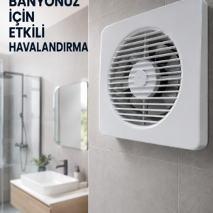 20 W Havalandırma Fanı 150 mm Bağlantı Çapı 20,8 x 20,8 cm Dekoratif Aspiratör
