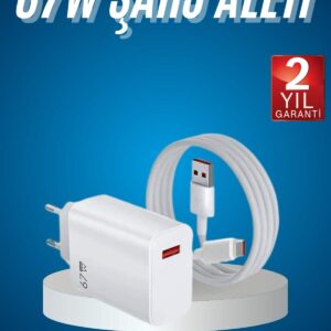 Hızlı Şarj Aleti Adaptörü Kablo Seti 67W Uzun Ömürlü Beyaz