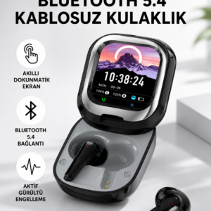 Bluetooth 5.4 Kulaklık – Gürültü Engelleme ve Akıllı Ekranlı Şarj Kutusu