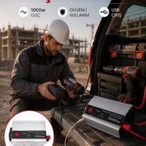 Araçtan Elektrik Kullanımı Sağlayan 1000W Akü İnvertör