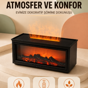 Alev Efektli Hava Nemlendirici Aromaterapi Difüzörü Uzaktan Kumandalı 250 ML