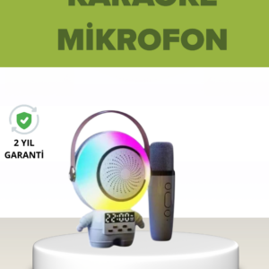 Astronot Tasarımlı Bluetooth Speaker ve Kablosuz Mikrofon Karaoke Seti