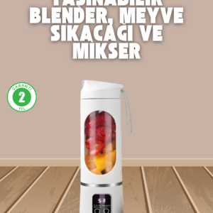 Şarjlı Blender – 12 Bıçaklı, 450 ml Kapasiteli, Taşınabilir Tip-C Mikser