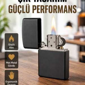 Tasarım Metal Çakmak Minimal Mat Yüzeyli ve Şık Görünümlü