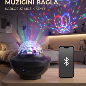 Bluetooth RGB Parti Işığı Hoparlörlü Disko Lambası MP3 USB ve Hafıza Kartı Destekli
