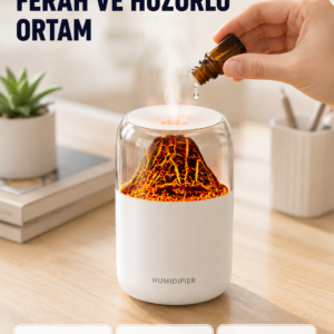 Ultrasonik Alev Efektli Aromaterapi Difüzörü USB Şarjlı ve Otomatik Kapanma Özellikli
