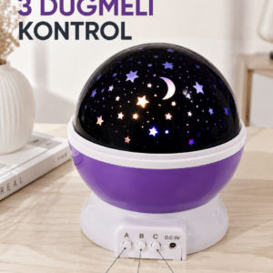 Dönen Yıldızlı Gece Lambası Renkli Gökyüzü Projeksiyon Işığı
