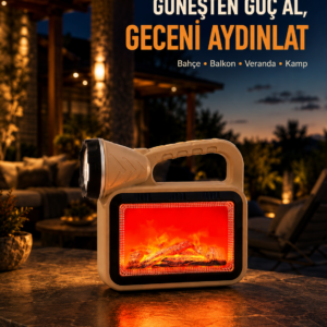 Güneş Enerjili Alev Efektli Lamba COB Led Su Geçirmez Çok Fonksiyonlu