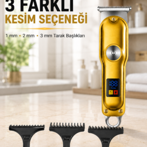 T Bıçaklı Erkek Tıraş Makinesi USB Şarjlı LED Göstergeli Turbo Özellikli Saç Sakal Kesme Makinesi