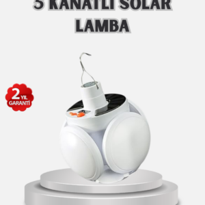 Güneş Enerjili ve USB Şarjlı LED Kamp Lambası – 5 Farklı Işık Modlu, Askılı Tasarım