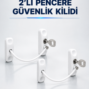 Anahtarlı Pencere Güvenlik Aparatı Beyaz Kablolu Açılma Sınırlayıcı 2’li Set