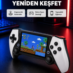 Taşınabilir Retro Oyun Konsolu – 4.3 İnç Ekran, 64 GB Hafıza ve Klasik Oyun Arşivi