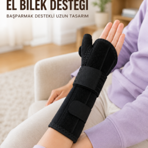 Başparmak Destekli El Bilek Ateli Metal Destekli Statik Bileklik Ayarlanabilir