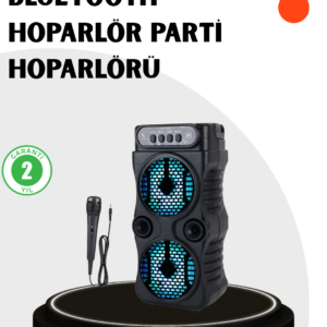 Bluetooth Bağlantılı LED Işıklı Taşınabilir Hoparlör – 1200 mAh Şarjlı, FM Radyolu