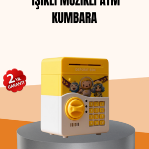 ATM Tasarımlı Sarı Işıklı Sesli Elektronik Kumbara