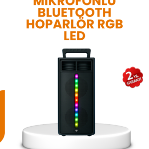 Bluetooth Işıklı Hoparlör – 2x5W Güç | USB + TF Kart + FM Radyo | Siyah Renk