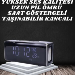 Bluetooth Hoparlör Speaker Saat Göstergeli Uzun Pil Ömrü Taşınabilir