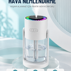 Hava Nemlendirici LED Işıklı Sessiz Çalışan Otomatik Kapanmalı Masaüstü Nemlendirme Cihazı