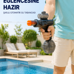 Şarjlı Elektrikli Su Tabancası Yuvarlak Su Hazneli Otomatik Sürekli Atışlı