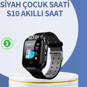 S10 Siyah Akıllı Çocuk Saati Anlık Konum Takibi ve Rota Geçmişi