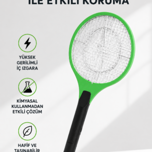 Yüksek Gerilimli Elektronik Sinek Raket – Sessiz, Kimyasız ve Güvenli Kullanım