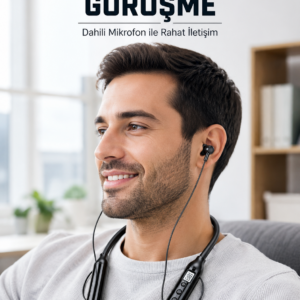 600 Saat Kullanım Süreli Boyun Tipi Bluetooth Kulaklık Mikrofonlu Dijital Göstergeli Kablosuz Kulak İçi Kulaklık