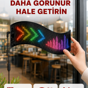 RGB Renkli LED Ekran Tabela USB Bağlantılı ve Kayan Yazı Destekli