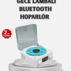 3-ü-1 Gece Işığı Bluetooth Hoparlör Dijital Saat Vintage Plak Çalar Tasarımlı