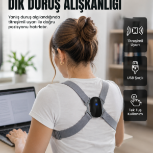 Akıllı Dik Duruş Düzeltici Titreşim Uyarılı Şarjlı Destek Cihazı