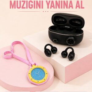 Kablosuz Kulaklık Seti ve Pembe Askılı Analog Charm Saat Günlük Kullanım Kampanyası