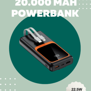 Dijital Ekranlı 20.000 mAh Powerbank | 22.5W Hızlı Şarj + Çoklu Bağlantı Seçeneği