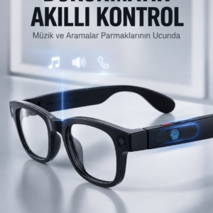 Siyah Akıllı Kamera Gözlüğü 8 MP Fotoğraf Video Çekimli AI Görüntü Tanıma Çoklu Dil Çeviri Bluetooth Wi-Fi Özellikli