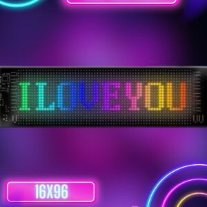 Led Matrix Bluetooth Bağlantılı Araç Camına Uygun Pixsel Görünümlü 16X96 pixel