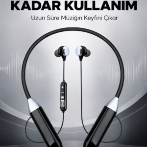 Spor İçin Bluetooth Boyun Kulaklığı Mikrofonlu Kablosuz Kulak İçi Müzik ve Telefon Kulaklığı