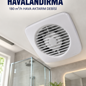 Dekoratif Havalandırma Aspiratörü 120 mm 180 m³/h Duvar ve Tavan Montajlı