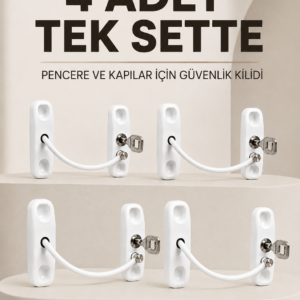 Anahtarlı Pencere Emniyet Kilidi 4 Adet Güvenlik Seti
