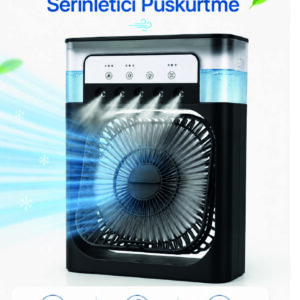 Püskürtmeli Masaüstü Fan 5 Başlıklı Serinletici, 600 ml Su Haznesi, 3 Kademe Fan, Type-C Bağlantı