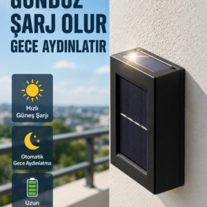 Şeffaf Abajurlu Duvar Tipi Solar IşıkYeni Nesil