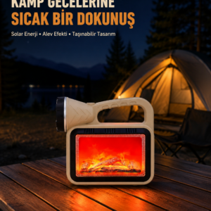 Alev Efektli Solar Lamba COB Işıklı Taşınabilir Bahçe Kamp Aydınlatma