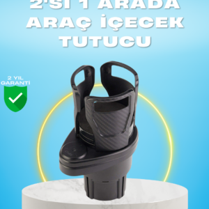 Çiftli Araba Bardak Tutucu Karbon Fiber Görünümlü 360° Ayarlı