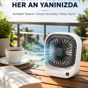 Taşınabilir Şarjlı Masa Fanı Sessiz ve Güçlü Fan Sistemli
